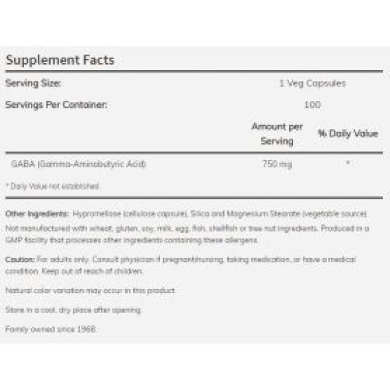 NOW Foods - GABA 750mg 100 caps Now foods